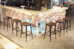 ByDezign Aviator Backless Tall Bar Stools in Tan at Bar