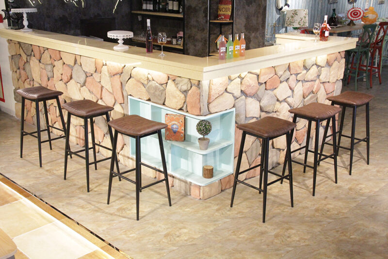 ByDezign Aviator Backless Tall Bar Stools in Tan at Bar