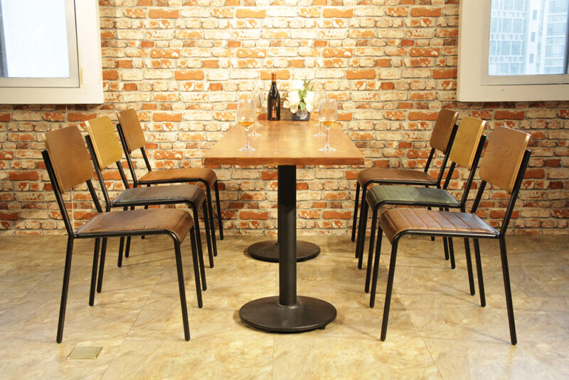 ByDezign Retro School Dining Chair Colour Range in Restaurant Setting