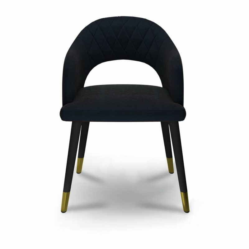 ByDezign Barossa Plush Dining Chair - Jet Black (Front)