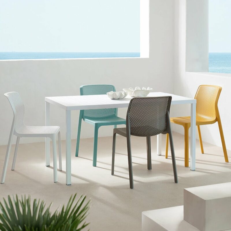 Nardi cube 140 bit 5-piece set - white & muticoloured chairs (white, taupe, spearmint & mustard)
