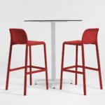 Fiore Faro 3-Piece Bar Leaner Set - White Leaner & Red Stools