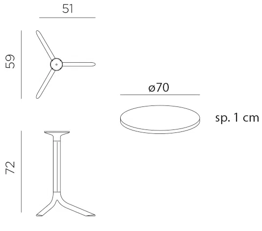 Nardi bit break hpl compact 3-seater set dimensions