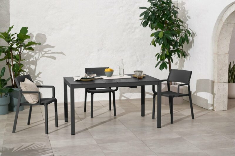 NARDI Trill Rio 140 ALU Outdoor Dining Set (6-Seater) in Charcoal (Table in Native 1.4m Length)