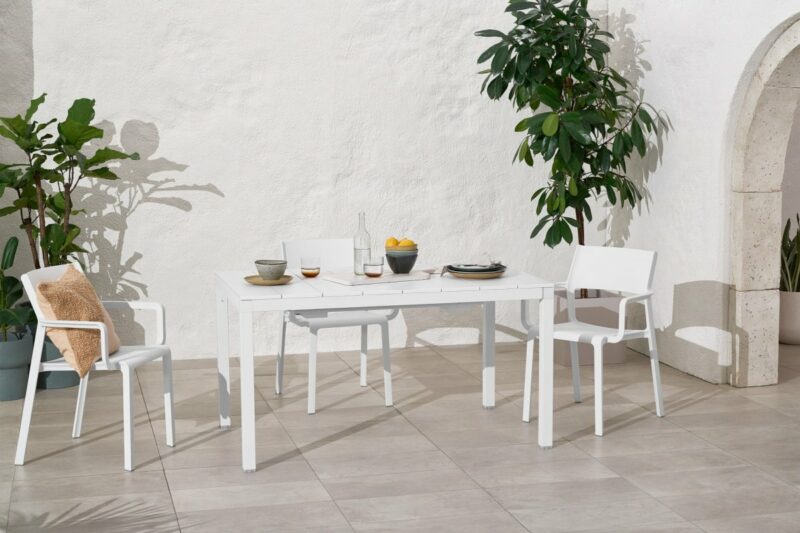 NARDI Trill Rio 140 ALU Outdoor Dining Set (6-Seater) in White (Table in Native 1.4m Length)