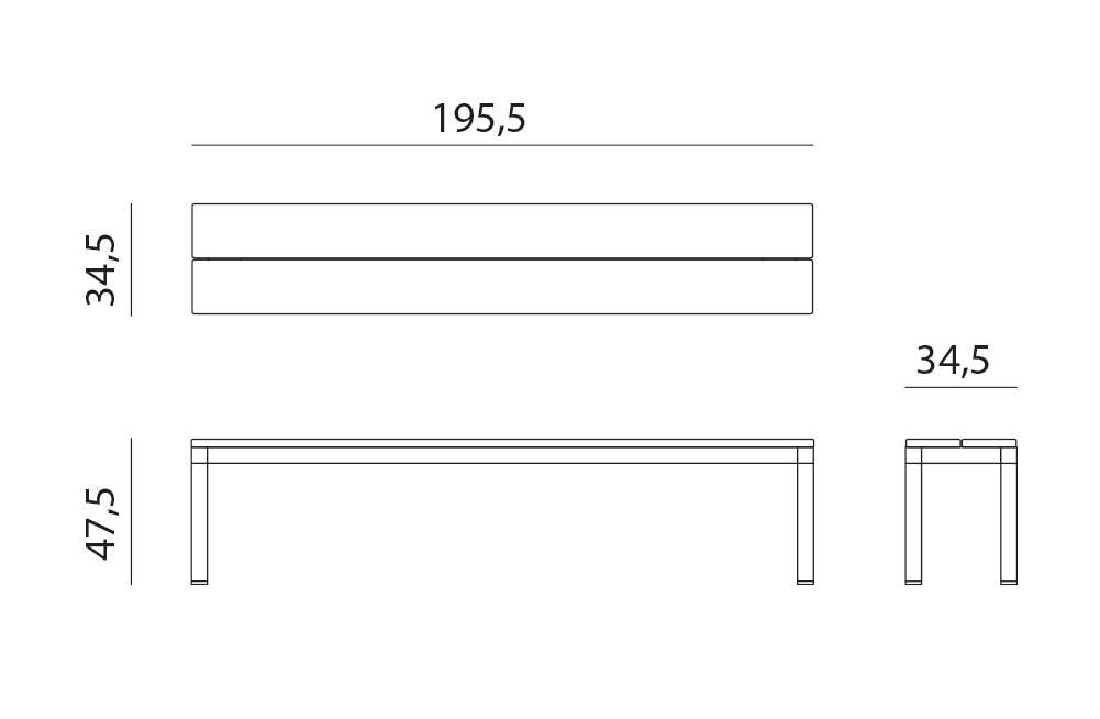 Nardi rio alu bench dimensions