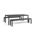 Rio 210 Alu Outdoor Table & Bench Set (6-8 Seater) - Charcoal