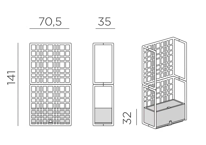 Sipario Eco Wall Planter/Partition – Double 3 Nardi sipario 2 dimensions