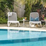 NARDI Omega Spritz 3 Piece Sun Lounger Set - White & Taupe
