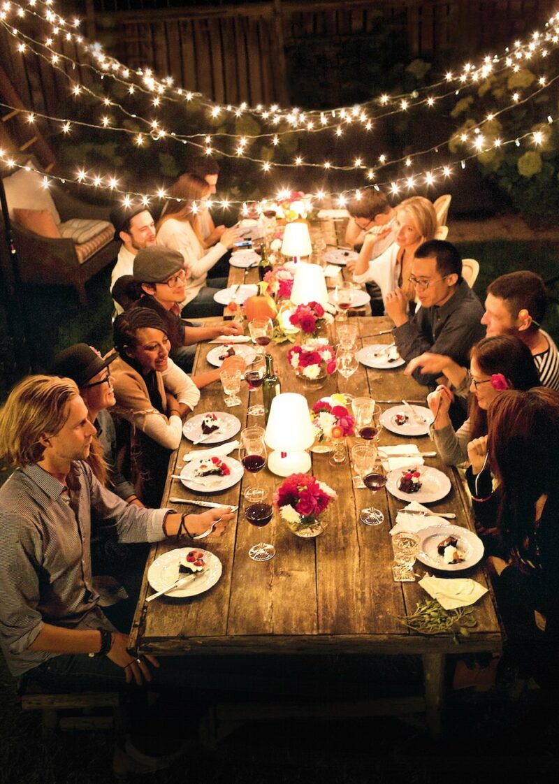 Fatboy® Edison the Petit Lamp Night Time Outdoor Dining Party