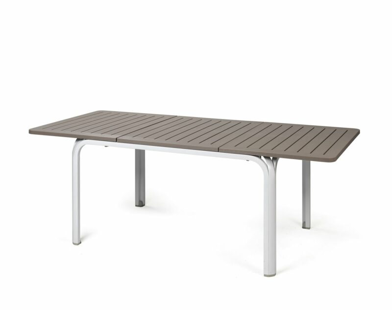 NARDI Alloro 140 Extendable Outdoor Table - White & Taupe