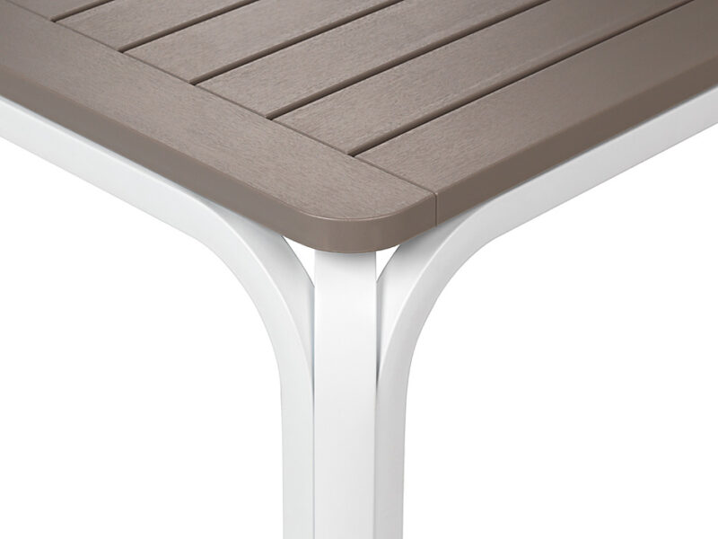 NARDI Alloro 140 Extendable Outdoor Table - White & Taupe (Corner Details)