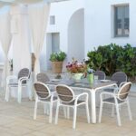 NARDI Alloro 7-Piece Extendable Outdoor Dining Setting - White & Taupe