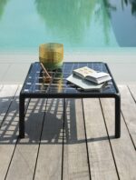 NARDI Outdoor Coffee Table - Komodo Glass on Deck next to Pool