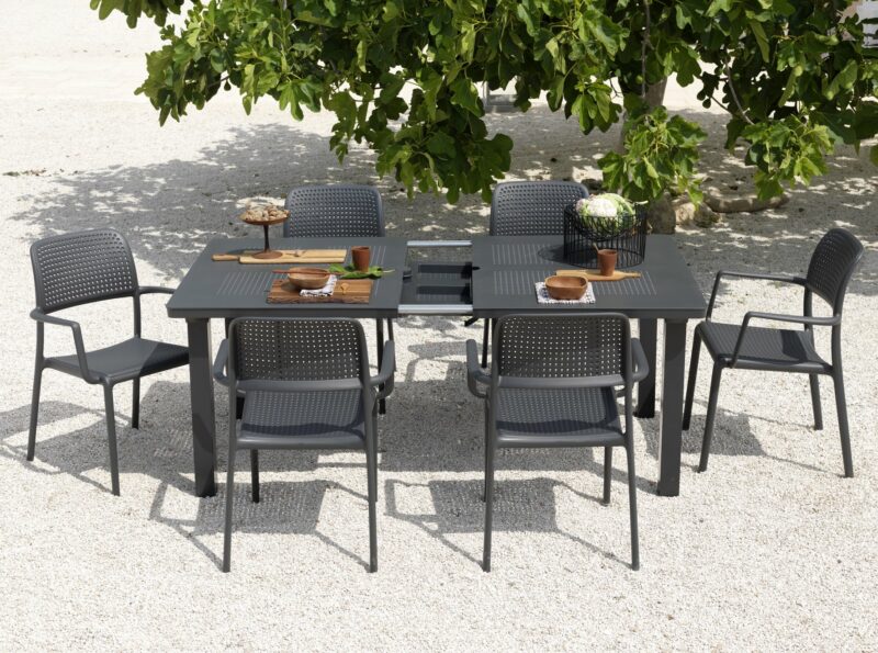 NARDI Levante Dining Setting - Levante 160-220 Extendable & Bora Chairs (Charcoal) Showing Extendable Mechanism