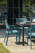 NARDI Rio Alu Trill 8-Seater Outdoor Dining Set - Charcoal Table & Teal Chairs