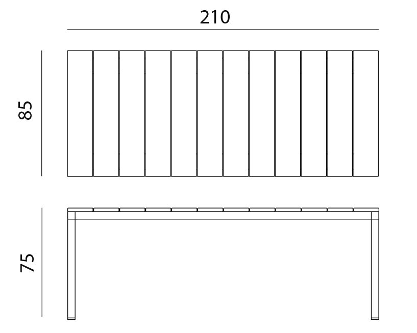 Rio Alu 210 Fixed 45 Nardi rio alu 210 outdoor dining table dimensions
