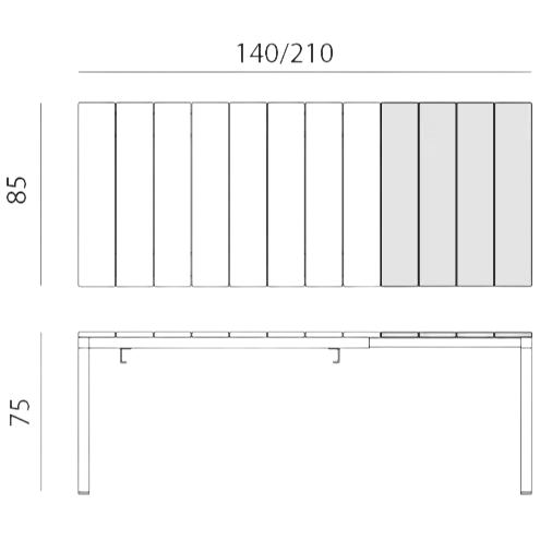 Nardi-rio-alu-140-210-extendable-outdoor-dining-table-dimensions-comparison-chart-transparent