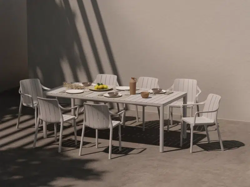 Nardi tevere tiberina extendable outdoor dining table & chairs - corda (arm chairs)
