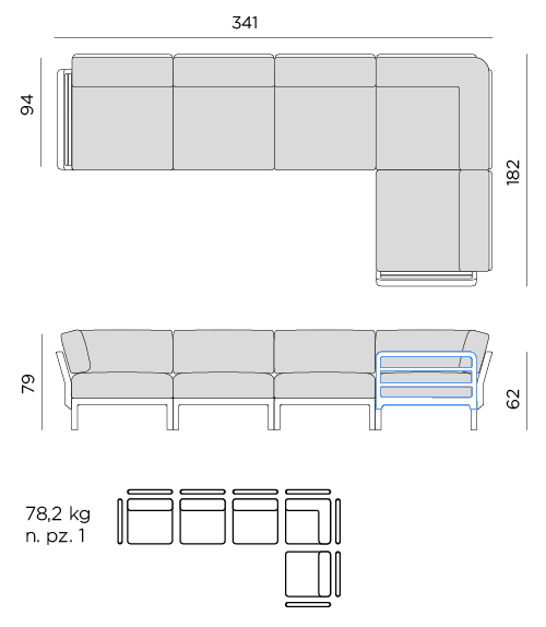 Nardi maximo 5 modular l-shaped couch dimensions